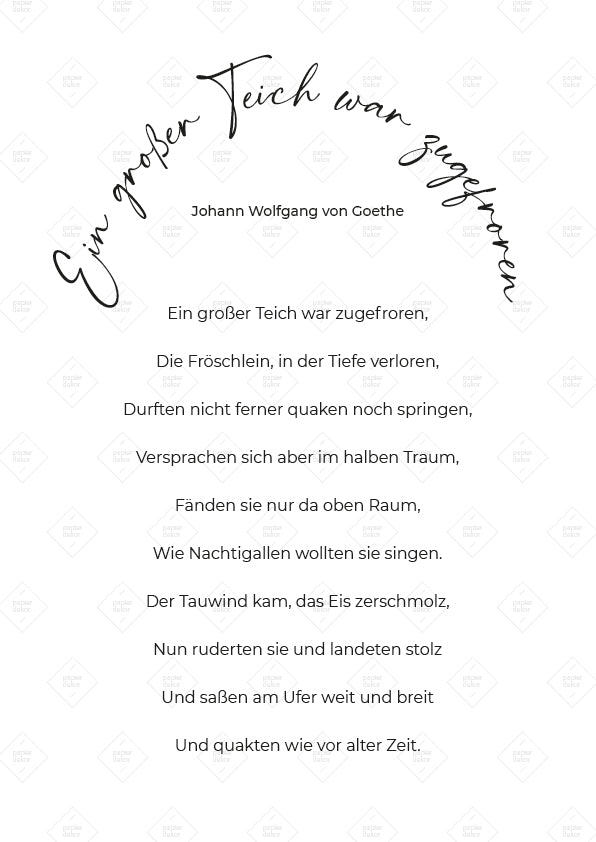 Ein großer Teich war zugefroren Johann Wolfgang von Goethe Druckvo